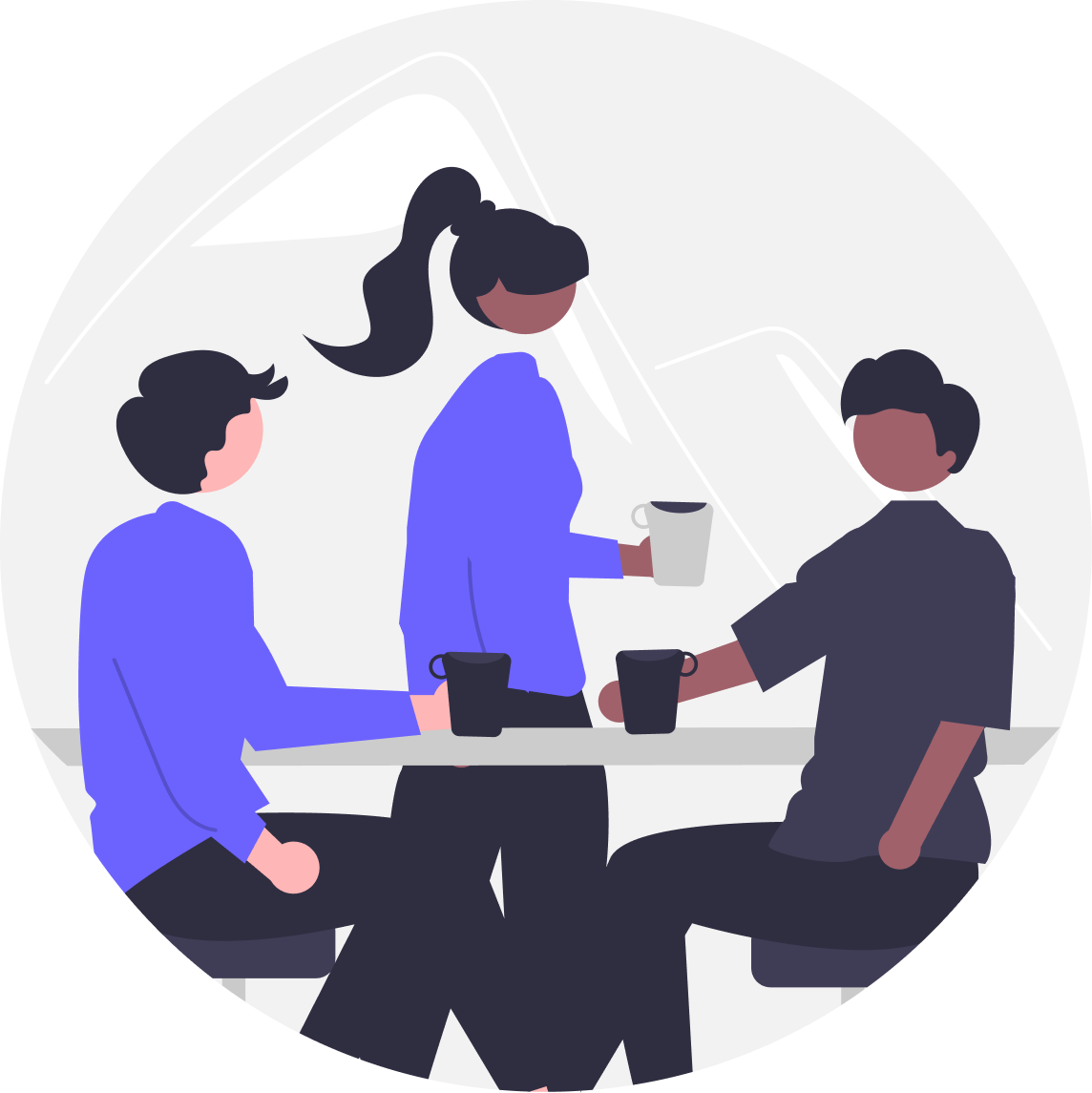 People having a casual meeting with coffee